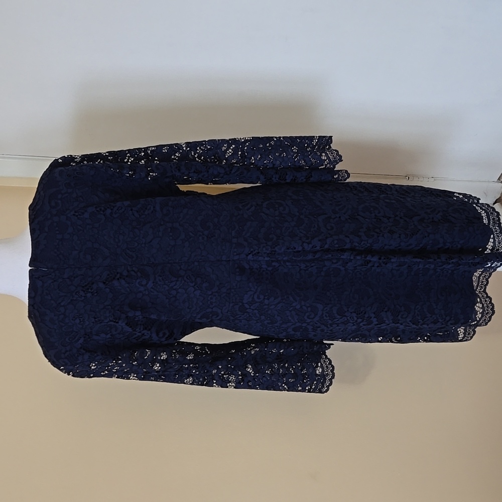 Ivanka Trump Navy Floral Lace Dress Sz 14 - Picture 5 of 13